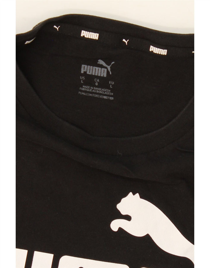 PUMA Mens Graphic T-Shirt Top Large Black Cotton Vintage Puma and Second-Hand Puma from Messina Hembry 