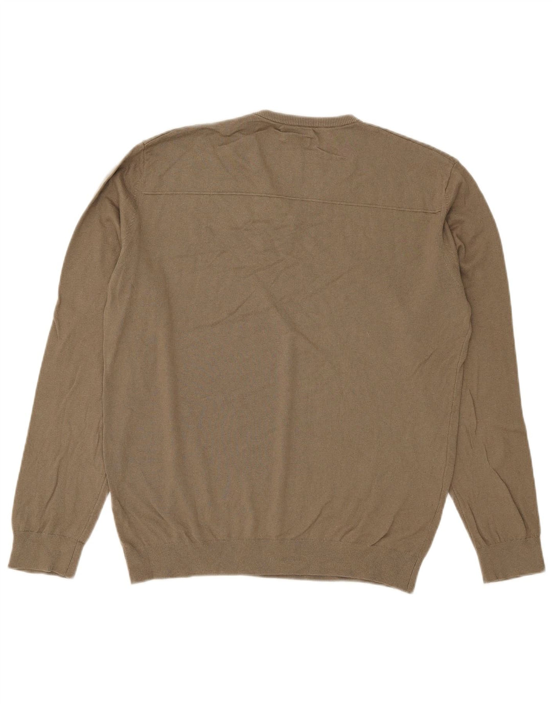 Massimo Dutti Ανδρικό πουλόβερ με λαιμόκοψη V-λαιμόκοψη μεγάλο βαμβακερό χακί
