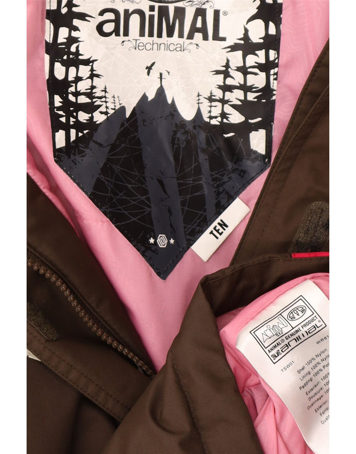 Γυναικείο μπουφάν βροχής με κουκούλα ANIMAL UK 10 Small Brown Colourblock
