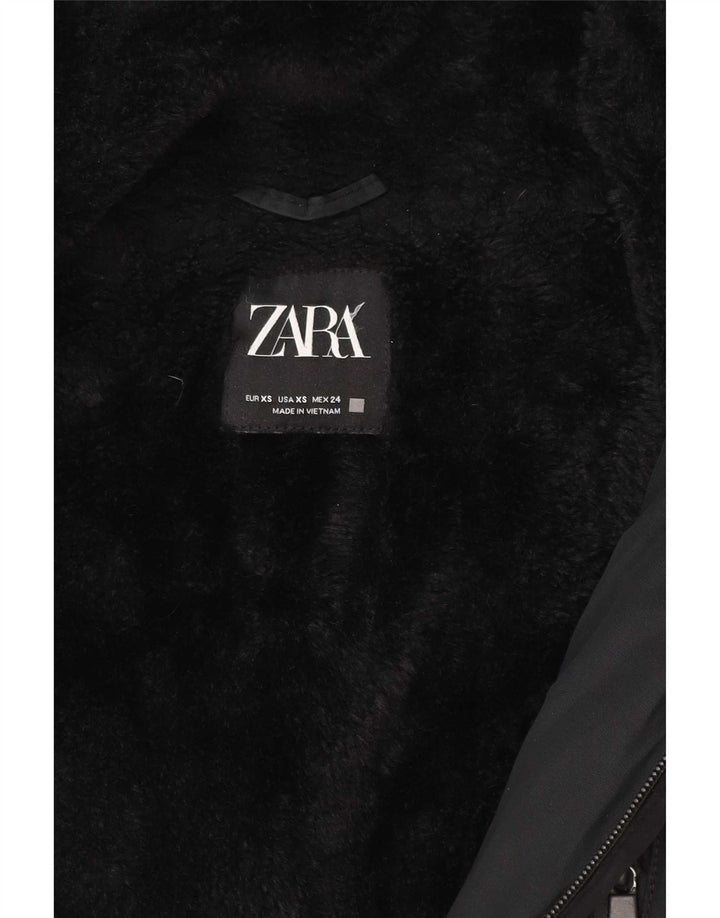 Zara Γυναικείο μπουφάν Parka με κουκούλα UK 6 XS μαύρο πολυεστέρα