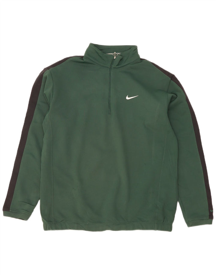 Ανδρικό φούτερ NIKE με φερμουάρ με λαιμόκοψη σε μεγάλο πράσινο χρώμα από πολυεστέρα