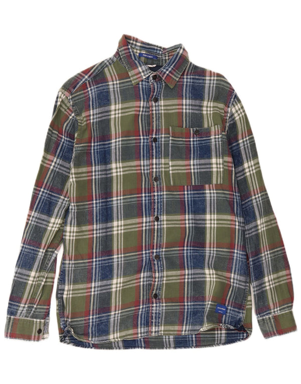 Ανδρικό φανελένιο πουκάμισο Jack & Jones, βαμβακερό μεσαίο πράσινο