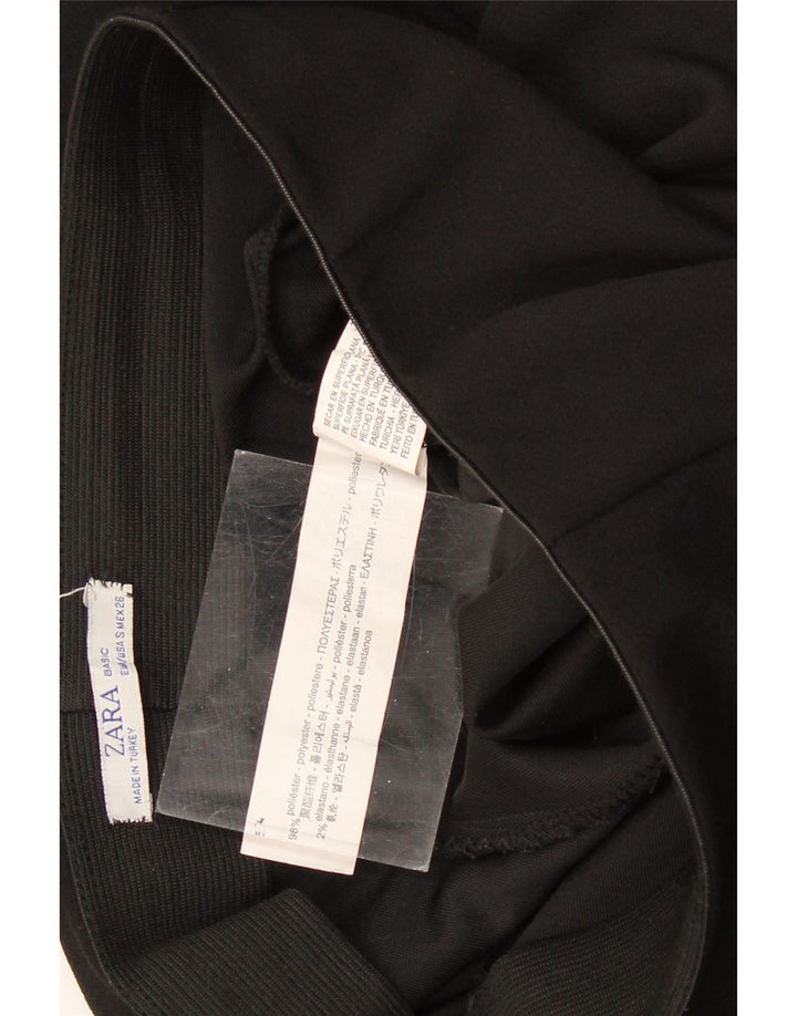 ZARA Γυναικείο Φαρδύ Παντελόνι Κάπρι Μικρό W26 L20 Μαύρο Πολυεστέρας