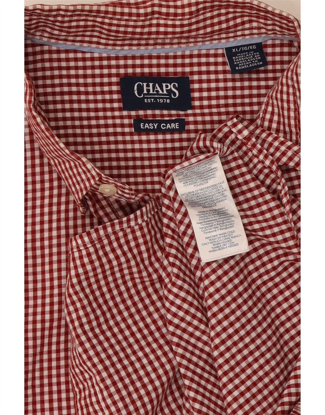Chaps Ανδρικό πουκάμισο XL Κόκκινο βαμβακερό Gingham