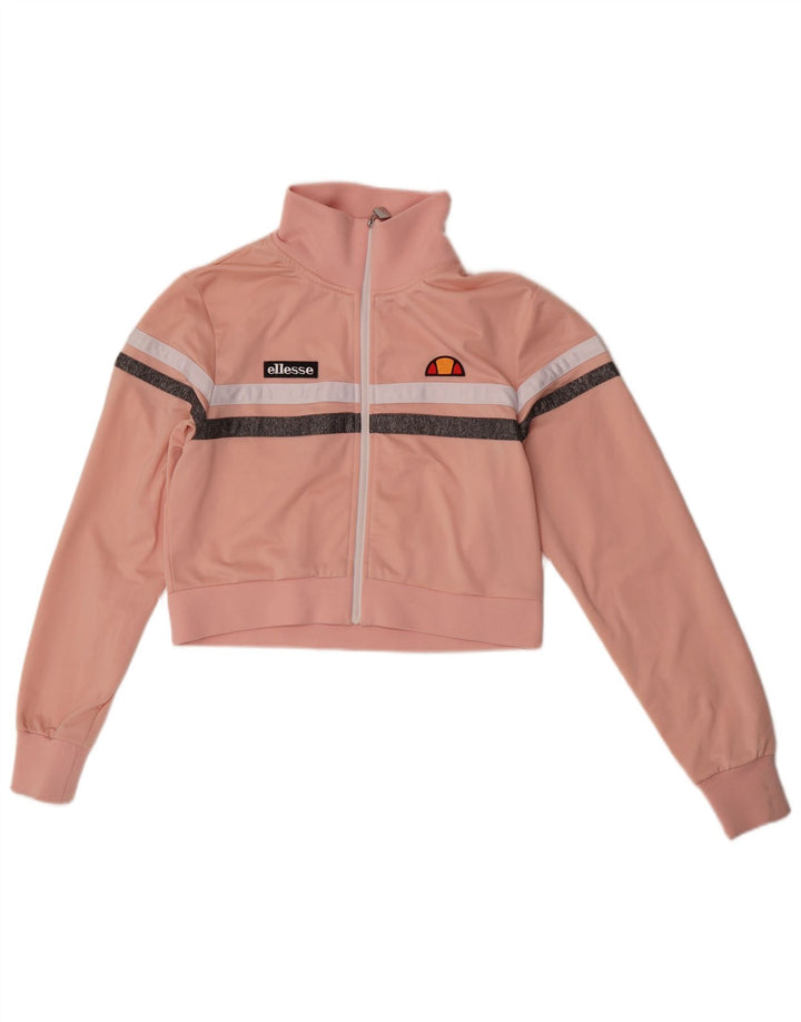 Ellesse γυναικεία φόρμα Crop Top Jacket UK 10 Small Pink ριγέ πολυεστέρα