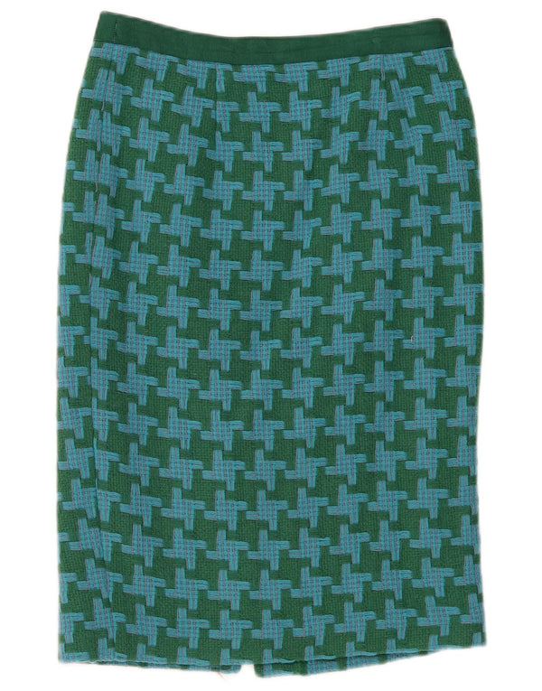 Boden Γυναικεία Pencil Φούστα UK 10 Small W30 Green Houndstooth Wool
