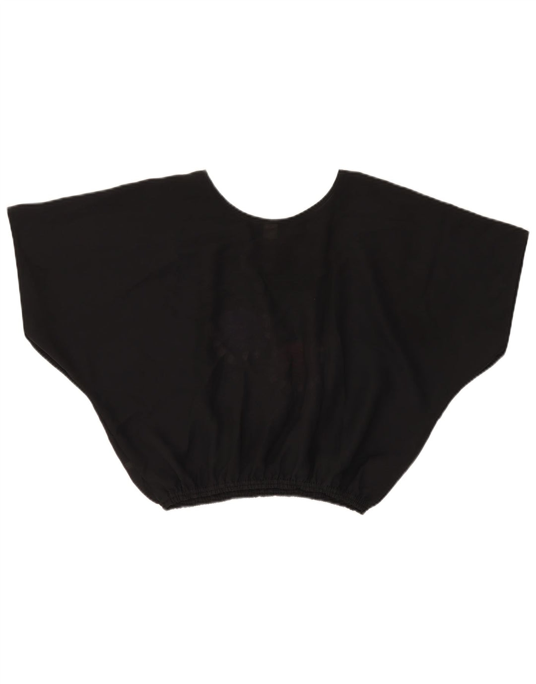 VINTAGE Γυναικεία Crop Batwing Μπλούζα Τοπ UK 18 XL Μαύρο Floral Πολυεστέρας