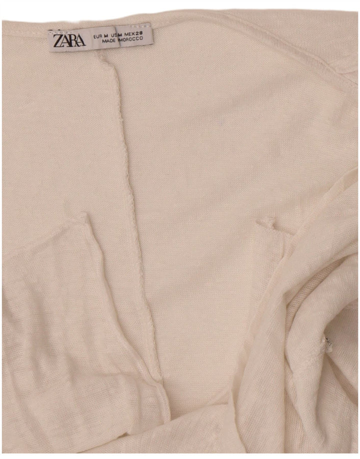 Zara Γυναικεία Αμάνικη Μπλούζα Τοπ UK 12 Medium White Flecked