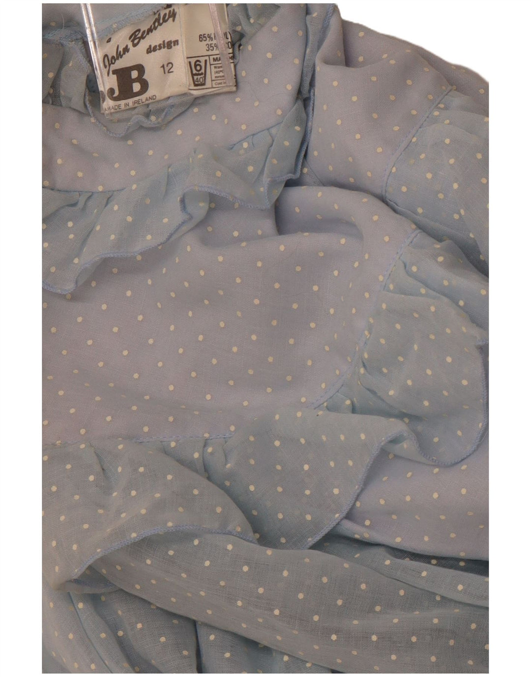 JOHN BENTLEY Γυναικείο βολάν Μπροστινό Maxi Φόρεμα UK 12 Μεσαίων Μπλε στίγματα