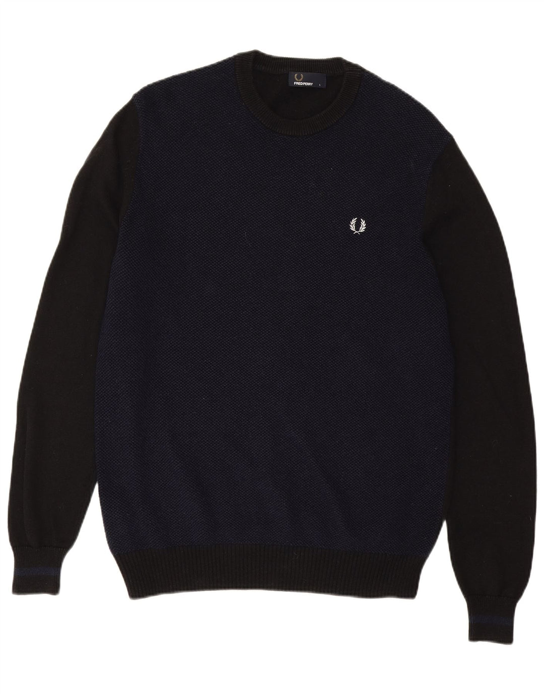 Fred Perry Ανδρικό πουλόβερ με λαιμόκοψη με λαιμόκοψη μεγάλο μπλε ναυτικό μαλλί