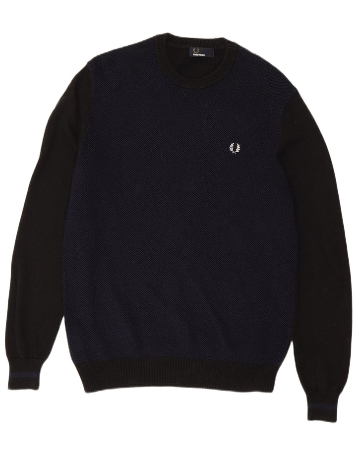 Fred Perry Ανδρικό πουλόβερ με λαιμόκοψη με λαιμόκοψη μεγάλο μπλε ναυτικό μαλλί