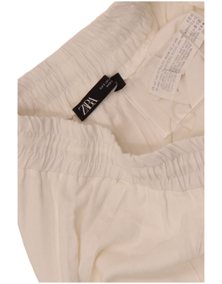 Zara Γυναικείο Cropped Παντελόνι Small W26 L25 White Modal