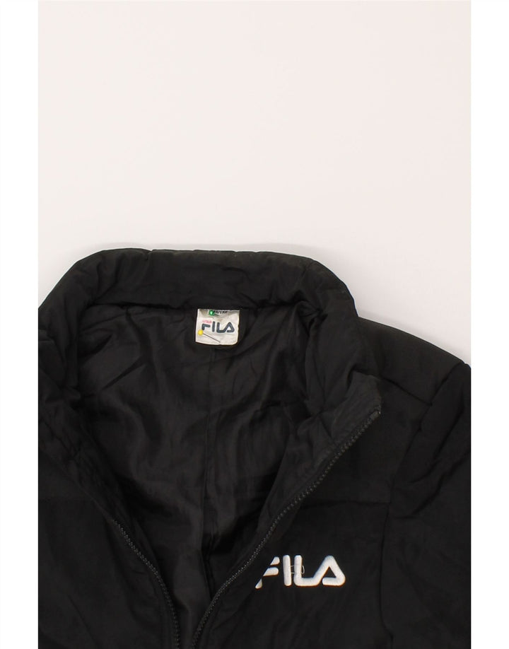 FILA Boys Padded Jacket 11-12 Years Black Polyester Vintage Fila and Second-Hand Fila from Messina Hembry 