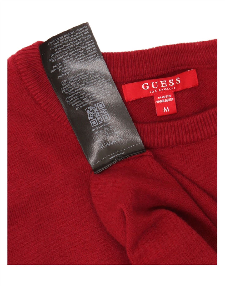GUESS Womens Crew Neck Jumper Sweater UK 12 Medium Burgundy Polyamide