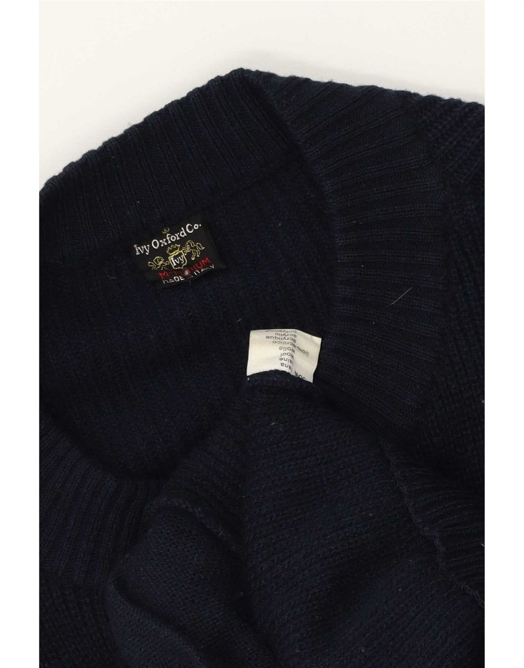 Ανδρικό πουλόβερ με ζακέτα Ivy Oxford Medium Navy Blue μαλλί