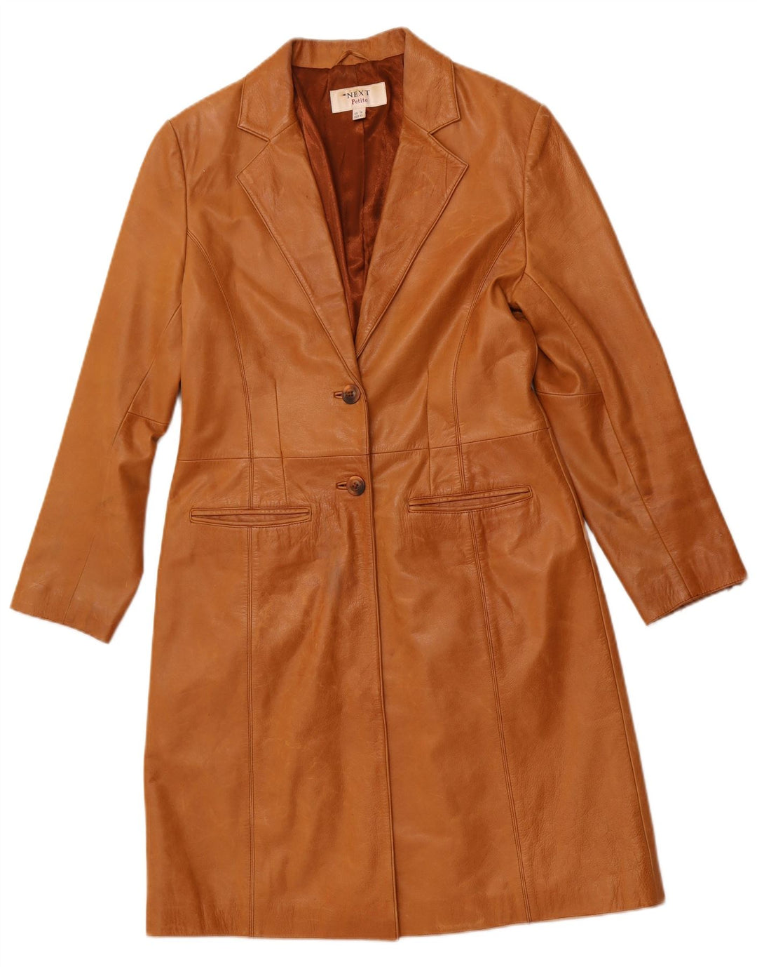 NEXT Γυναικείο Petite Leather Coat UK 12 Medium Brown Leather