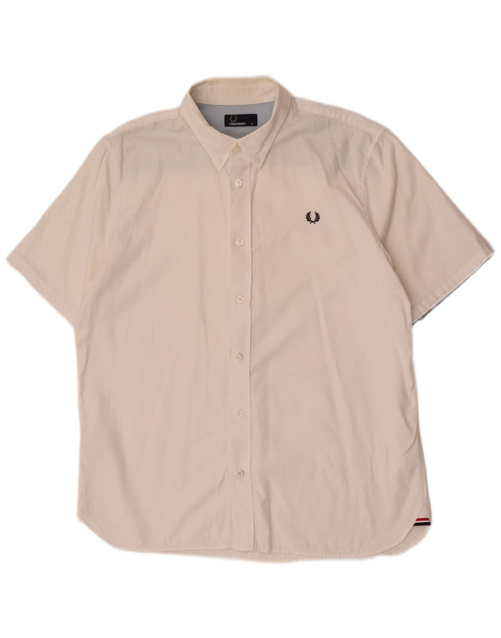 Fred Perry Ανδρικό κοντομάνικο πουκάμισο XL λευκό βαμβακερό