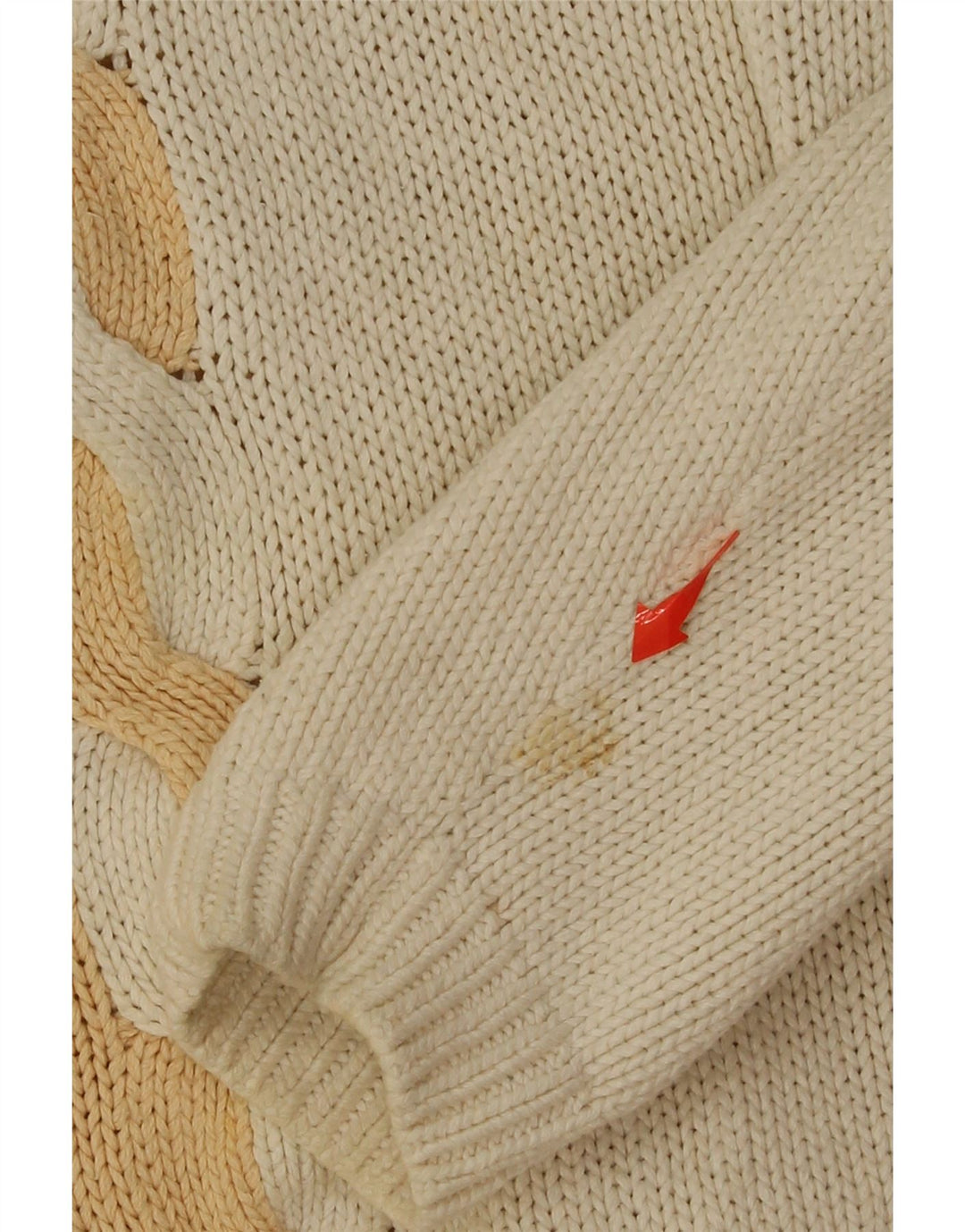 NICE CONNECTION Womens V-Neck Jumper Sweater UK 16 Large Beige Colourblock Vintage Nice Connection and Second-Hand Nice Connection from Messina Hembry 