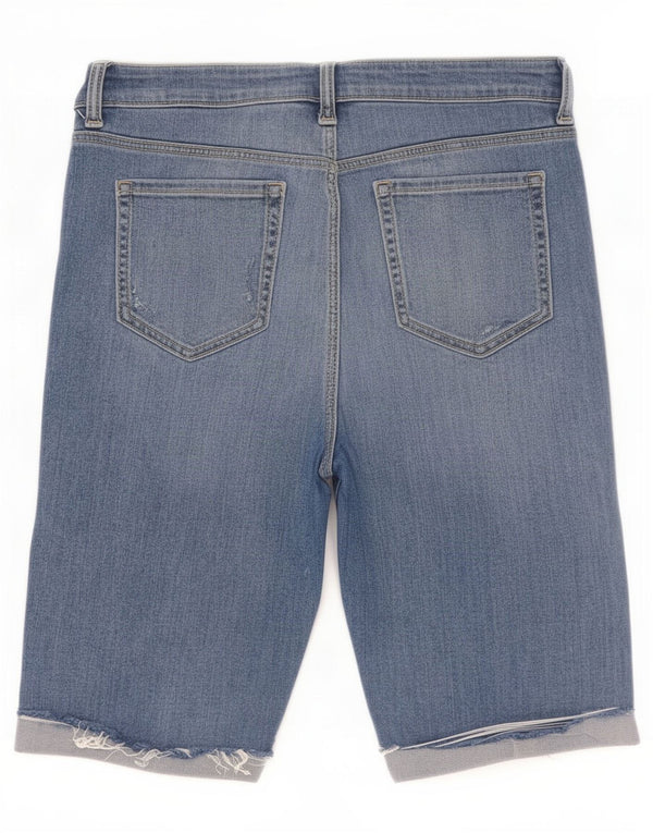 Marks & Spencer Womens Distressed Bermuda Shorts UK 12 Medium W30 Blue