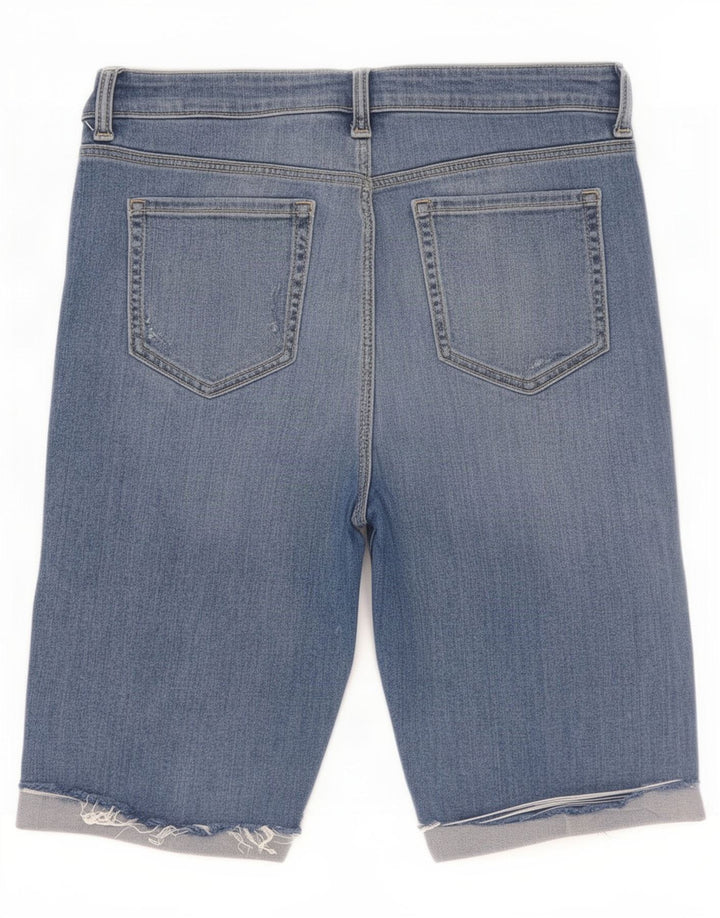 Marks & Spencer Womens Distressed Bermuda Shorts UK 12 Medium W30 Blue