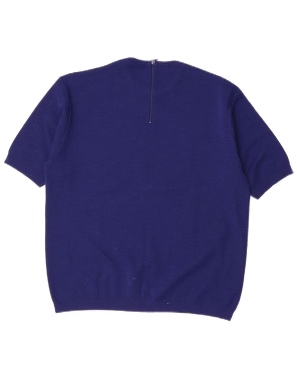 Vintage γυναικείο κοντομάνικο πουλόβερ με λαιμόκοψη IT 44 Medium Navy Blue