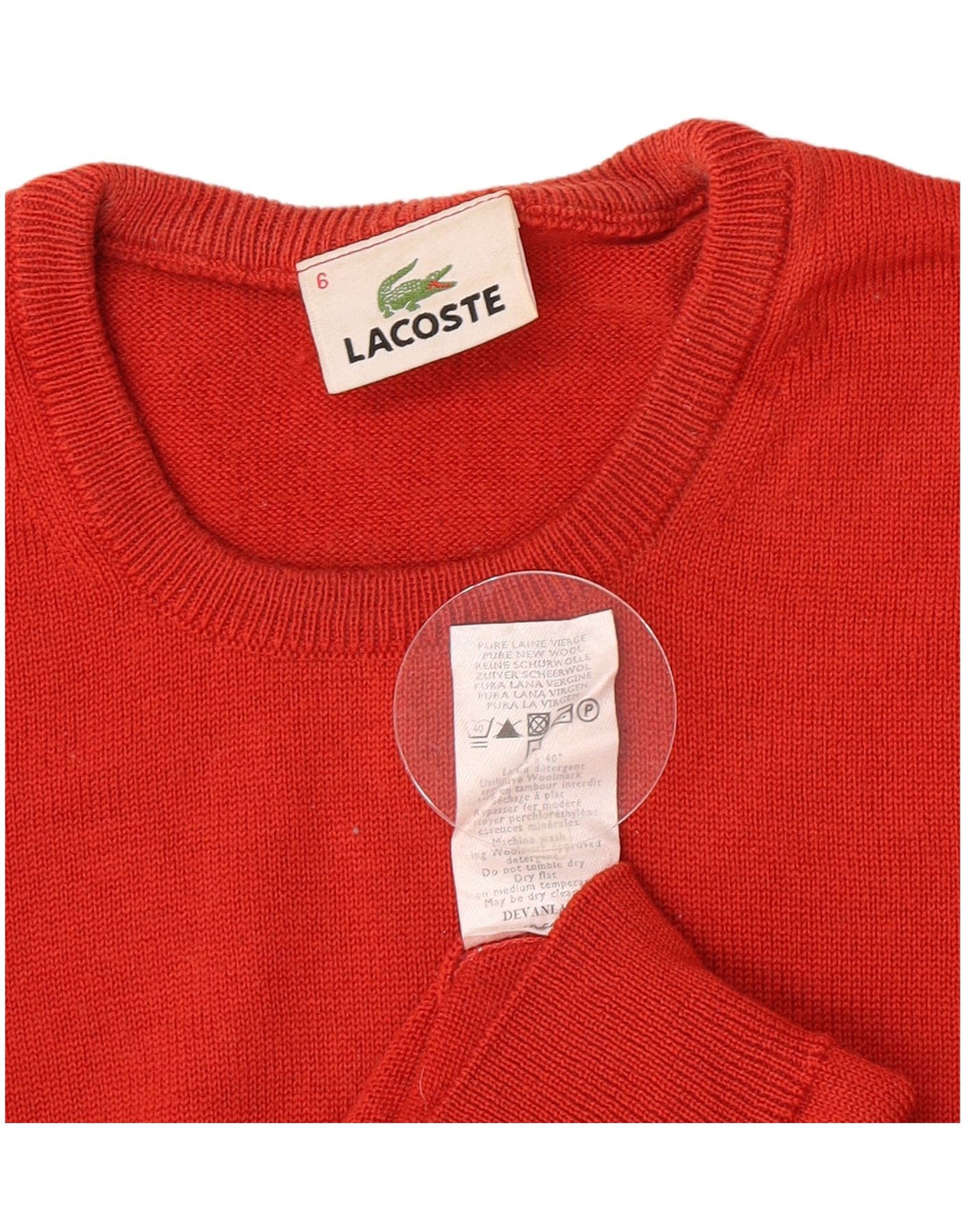 Ανδρικό πουλόβερ Lacoste Crew Neck Jumper Μέγεθος 6 XL Κόκκινο παρθένο μαλλί