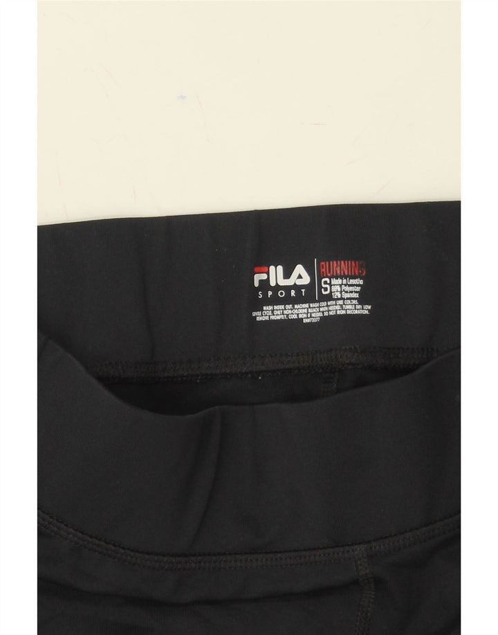 FILA Womens Capri Leggings UK 10 Small  Black Polyester Vintage Fila and Second-Hand Fila from Messina Hembry 