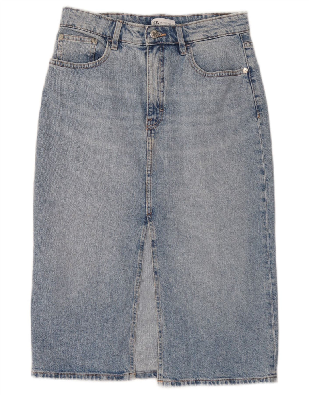 Zara Γυναικεία Τζιν Φούστα Μεσαίο W28 Μπλε