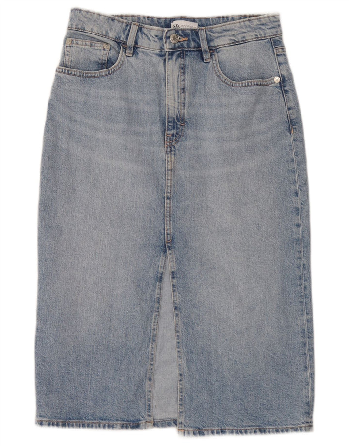 Zara Γυναικεία Τζιν Φούστα Μεσαίο W28 Μπλε