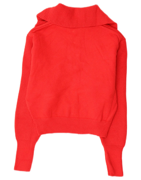 Γυναικείο πουλόβερ με φερμουάρ ZARA UK 14 μεσαίο κόκκινο βισκόζη