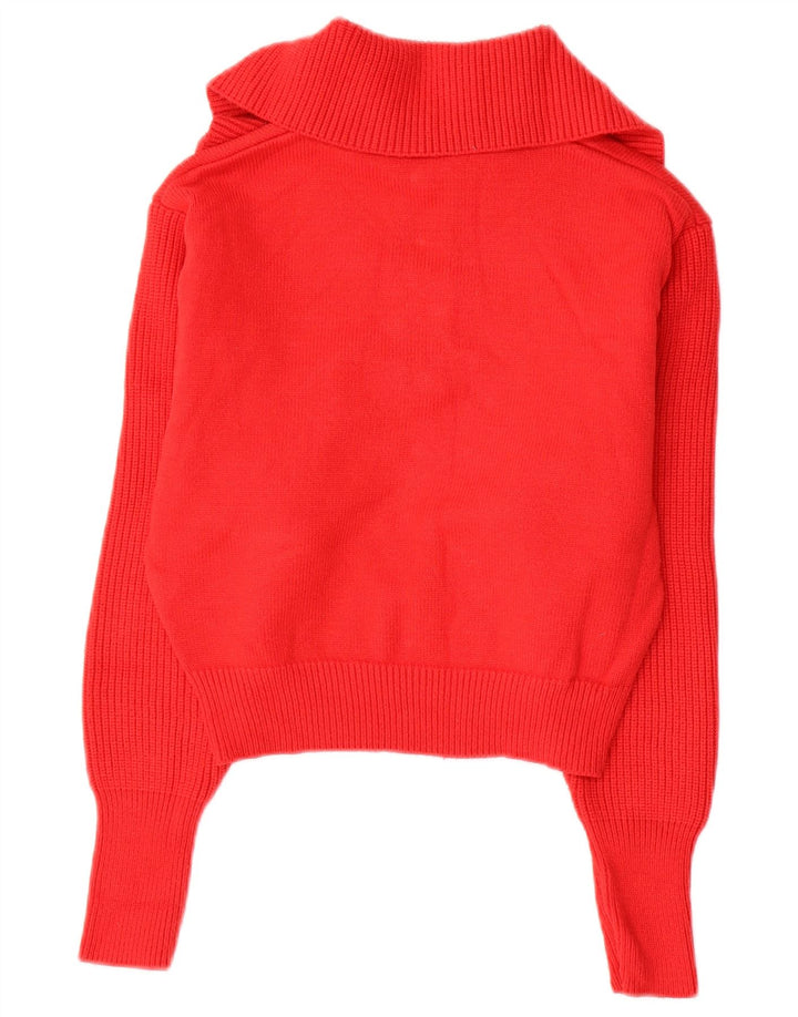 Γυναικείο πουλόβερ με φερμουάρ ZARA UK 14 μεσαίο κόκκινο βισκόζη