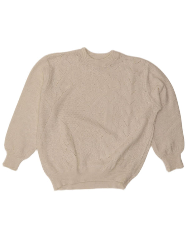 Vintage γυναικείο πουλόβερ με λαιμόκοψη UK 18 XL Λευκό
