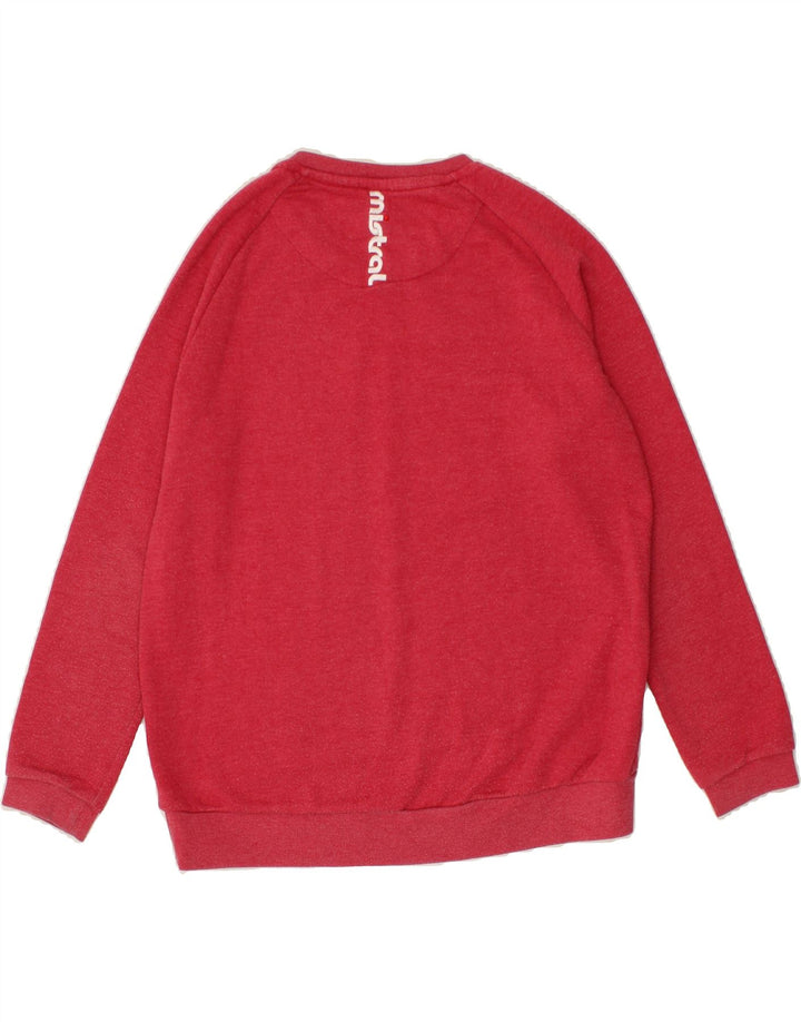 MISTRAL Womens Graphic Sweatshirt Jumper UK 14 Medium Red Polyester Vintage Mistral and Second-Hand Mistral from Messina Hembry 
