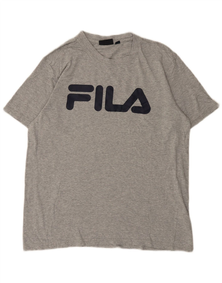 Ανδρικό γραφικό T-Shirt Fila Top Βαμβακερό μεσαίο γκρι