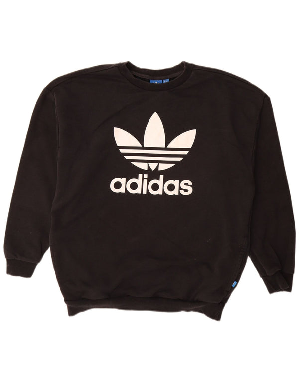 Γυναικείο γραφικό φούτερ ADIDAS Jumper UK 14 μεγάλο μαύρο βαμβακερό
