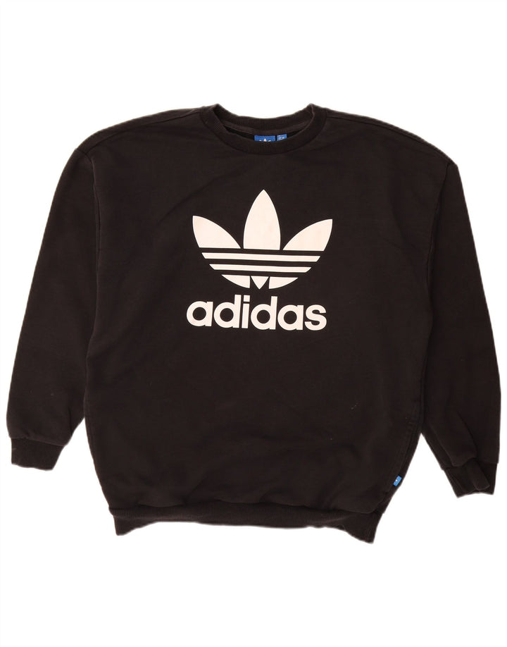 Γυναικείο γραφικό φούτερ ADIDAS Jumper UK 14 μεγάλο μαύρο βαμβακερό