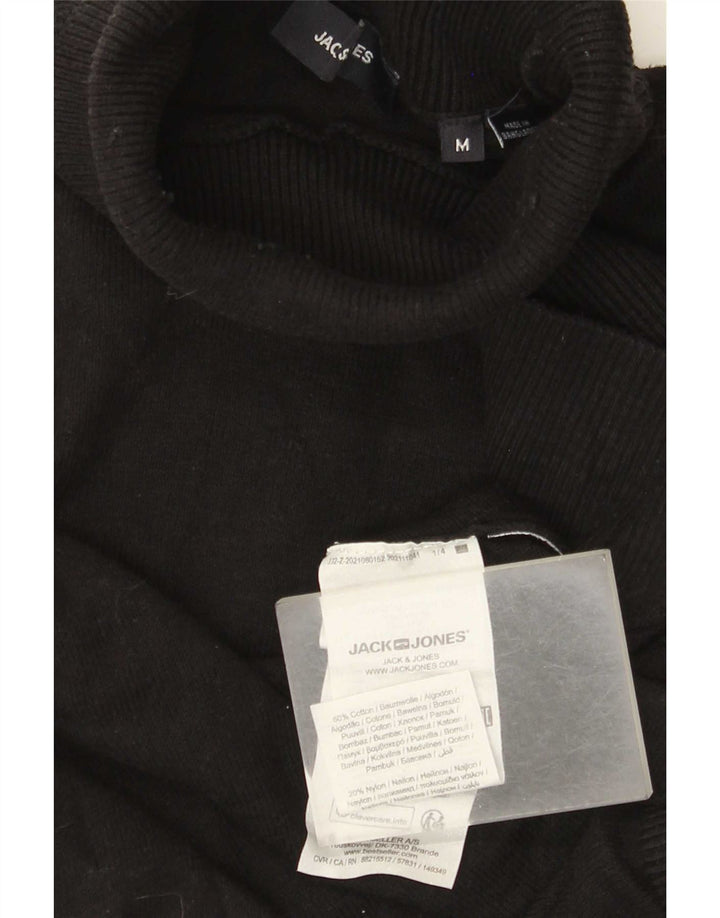 Jack & Jones Ανδρικό πουλόβερ με ρολό λαιμόκοψη, μεσαίο μαύρο βαμβακερό
