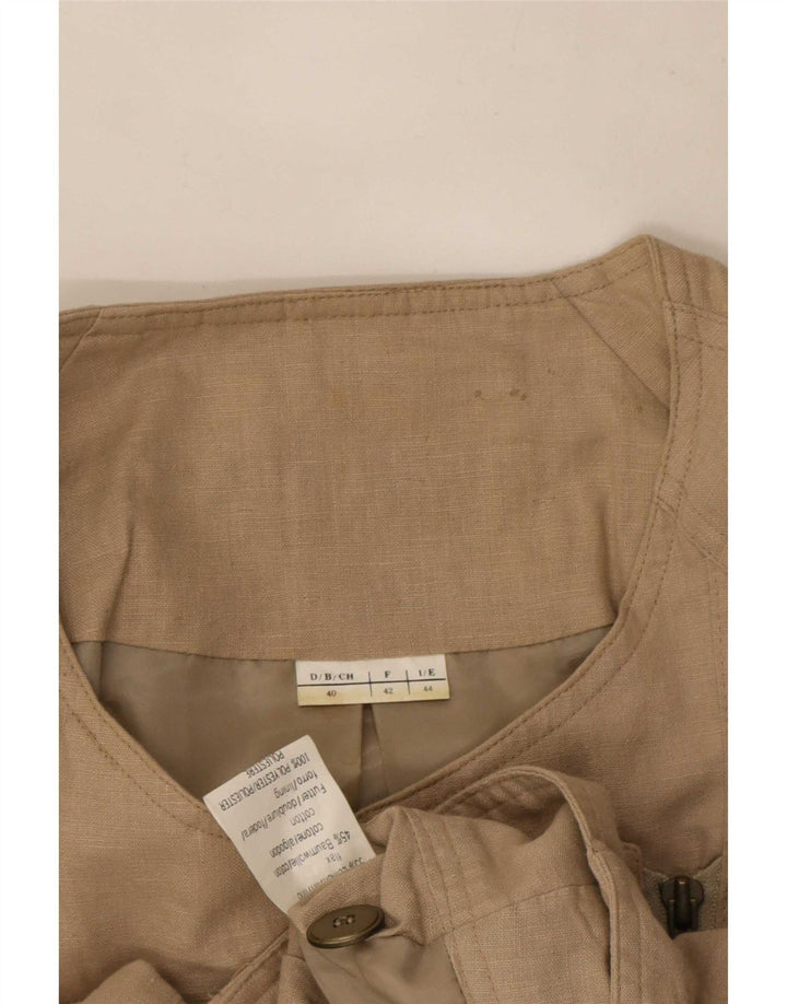 Vintage Γυναικείο Bomber Jacket IT 44 Medium Beige Linen Biker