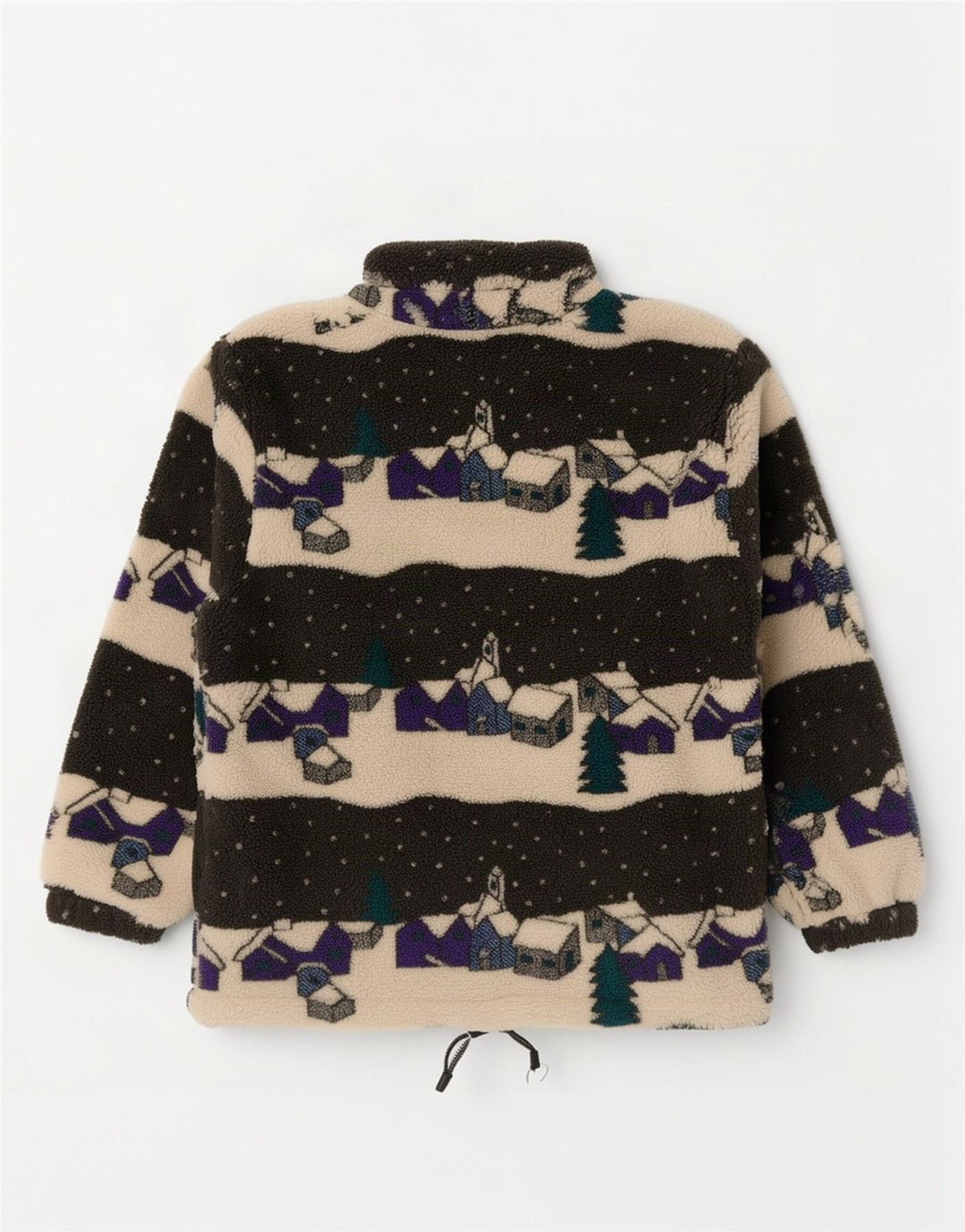 Vintage ανδρικό αφηρημένο σχέδιο με φερμουάρ Fleece Jumper Μικρό πολύχρωμο