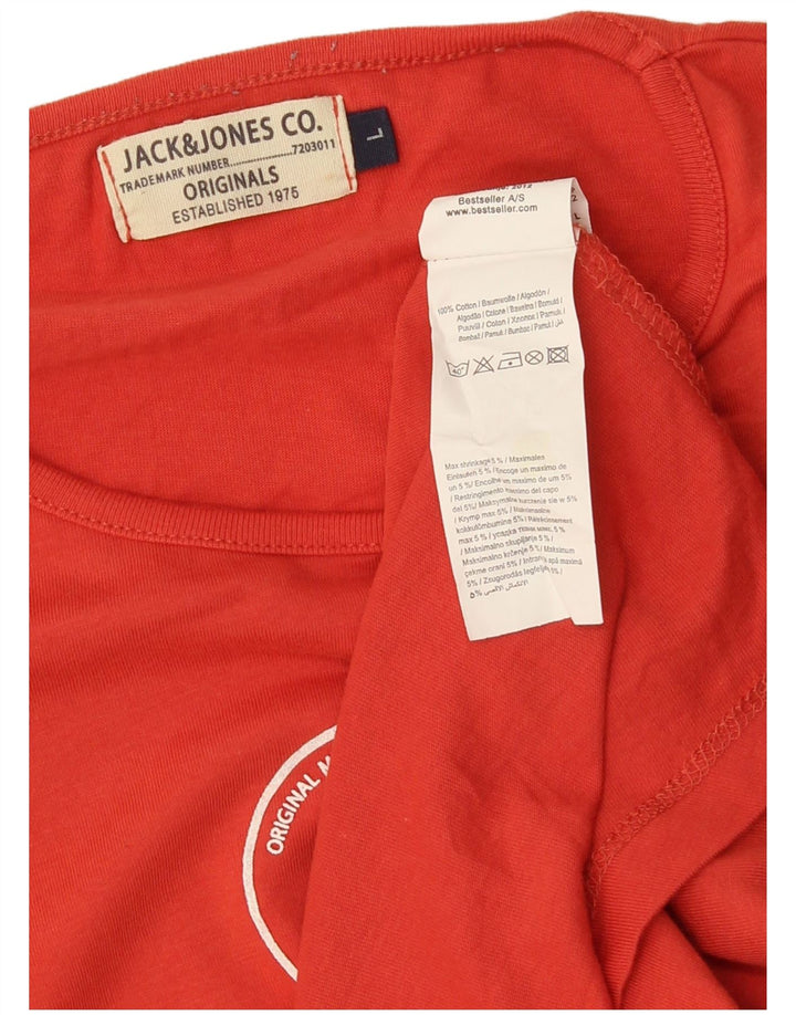 JACK & JONES Ανδρικό γραφικό τοπ μακρυμάνικο μεγάλο πορτοκαλί βαμβακερό