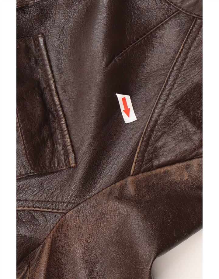 Chyston Womens Leather Utility Jacket UK 12 Medium Brown