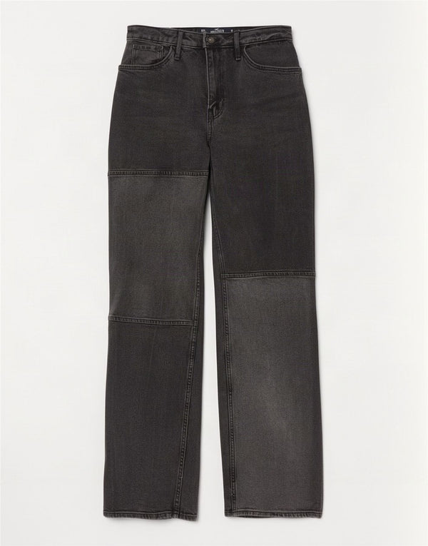 Hollister Womens Vintage Straight Jeans US 00 2XS W23 L33 Grey Colourblock