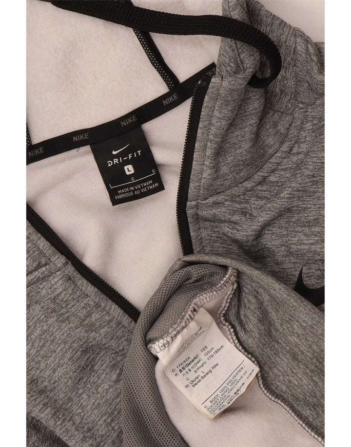 Ανδρικό πουλόβερ Nike με φερμουάρ Dri Fit με κουκούλα με μεγάλο γκρι πολυεστέρα