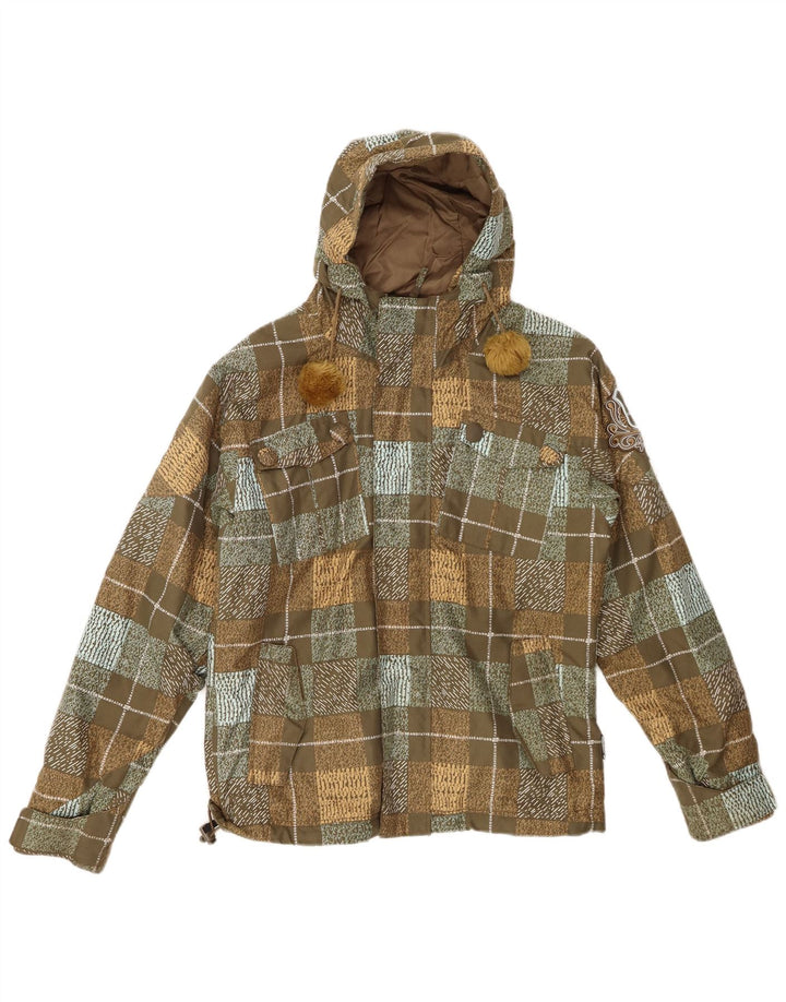 BILLABONG Γυναικείο μπουφάν με κουκούλα αντιανεμικό EU 36 Small Khaki Check