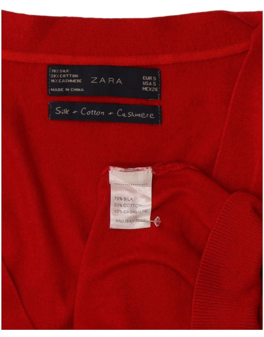 Zara Γυναικεία Ζακέτα UK 10 Small Red Silk