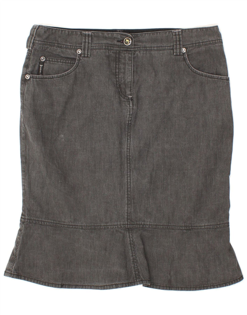 ARMANI Womens Tulip Skirt IT 44 Medium W30  Grey Striped Cotton Vintage Armani and Second-Hand Armani from Messina Hembry 