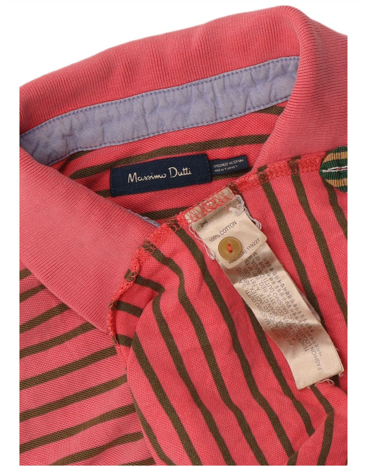 Ανδρικό πουκάμισο πόλο Massimo Dutti, Βαμβακερό μεσαίο ροζ ριγέ