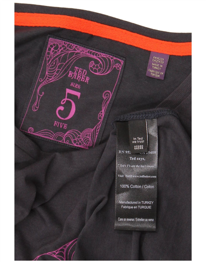 Ted Baker Ανδρικό γραφικό T-shirt Top Size 5 XL Navy Blue Cotton