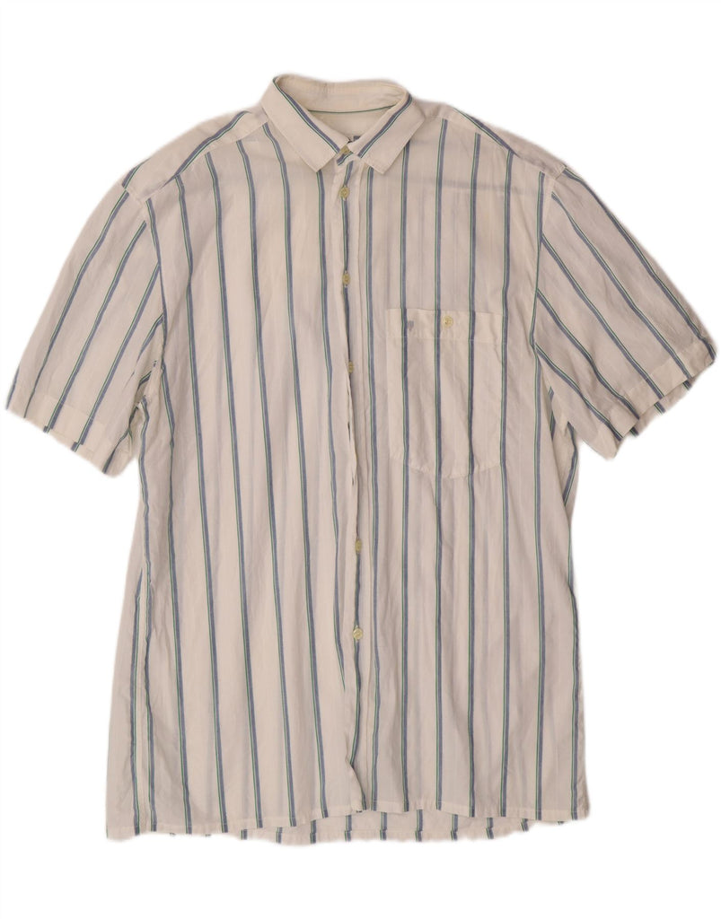 CACHAREL Mens Short Sleeve Shirt Size 16 41 Large White Striped Vintage Cacharel and Second-Hand Cacharel from Messina Hembry 