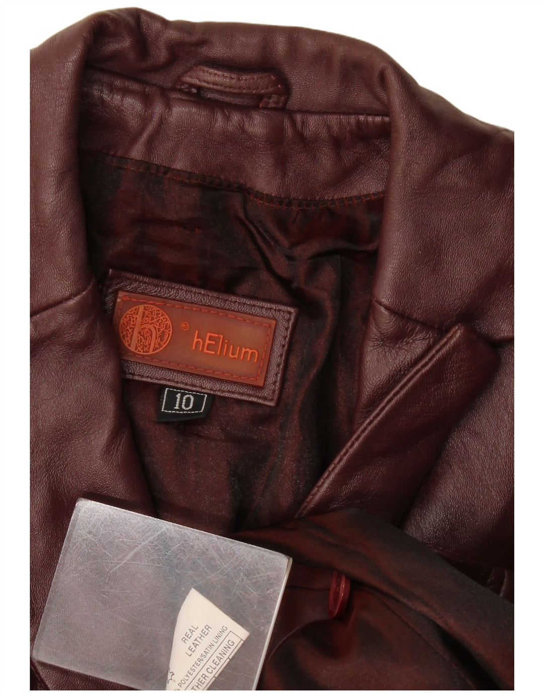 Helium Γυναικείο δερμάτινο σακάκι 3 κουμπιών UK 10 Small Burgundy